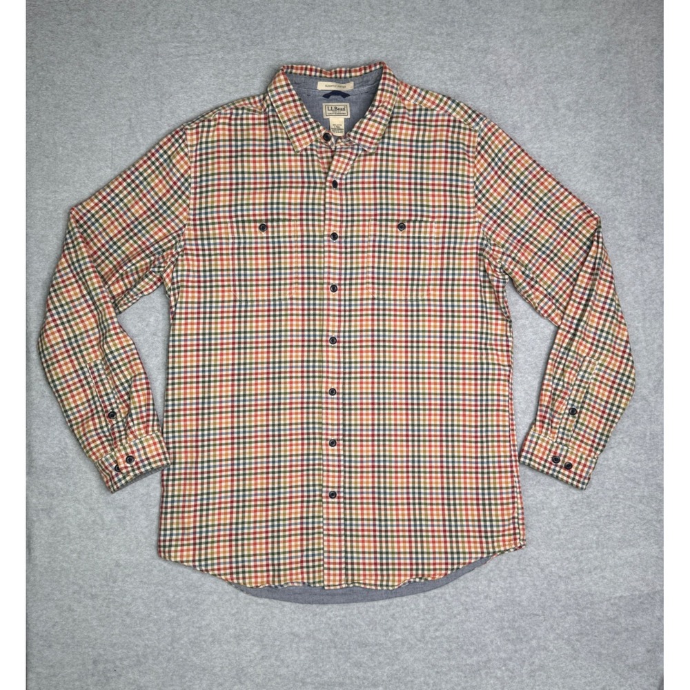 LL Bean Double-Layer Slightly Fitted Plaid Shirt Mens Large Tall Button Down